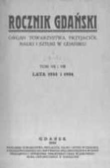 Rocznik Gdański. Organ Towarzystwa Przyjaciół Nauki i Sztuki w Gdańsku. 1933-1934 T.7-8
