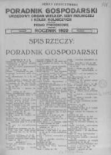 Poradnik Gospodarski. Pismo Tygodniowe. 1922.01.01 R.33 nr1