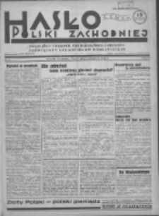 Hasło Polski Zachodniej: niezależny tygodnik chrześcijańsko-narodowy poświęcony zagadnieniom kombatanckim 1936.01.12 R.3 Nr2