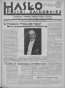 Hasło Polski Zachodniej: niezależny tygodnik chrześcijańsko-narodowy poświęcony zagadnieniom kombatanckim 1936.06.07 R.3 Nr22/23