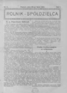 Rolnik Sp&oacute;łdzielca. 1924.07.20 R.1 nr8