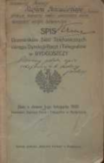 Spis uczestników sieci telefonicznych okręgu Dyrekcji Poczt i Telegrafów w Bydgoszczy: stan z dniem 1-go listopada 1920.