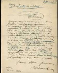 List do Redakcji "Łowca Polskiego" z dnia 20 czerwca 1934