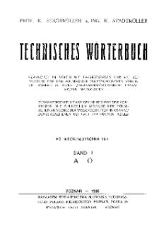 Słownik techniczny: część polsko-niemiecka: tom I A-&Oacute;