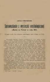 Sprawozdanie z wycieczki ornitologicznej odbytej na Polesie w roku 1913