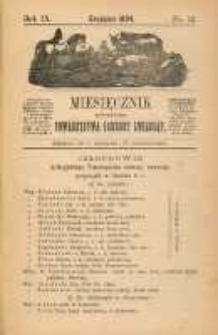 Miesięcznik Galicyjskiego Towarzystwa Ochrony Zwierząt 1884 Nr12