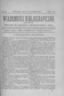Wiadomości Bibliograficzne Warszawskie. 1884 R.3 nr11