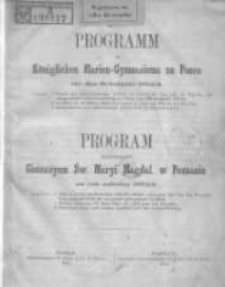Programm des K&ouml;niglichen Marien-Gymnasiums zu Posen f&uuml;r das Schuljahr 1872/73; Program Kr&oacute;lewskiego Gimmazyum Ś. Maryi Magdal. w Poznaniu na rok szkolny 1872/73