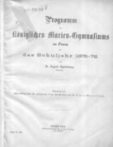 Programm des K&ouml;niglichen Marien-Gymnasiums zu Posen f&uuml;r das Schuljahr 1875-76