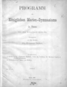 Programm des Königlichen Marien-Gymnasiums zu Posen für das Schuljahr 1880/81