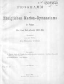 Programm des K&ouml;niglichen Marien-Gymnasiums zu Posen f&uuml;r das Schuljahr 1881/82