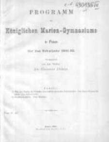 Programm des Königlichen Marien-Gymnasiums zu Posen für das Schuljahr 1881/82