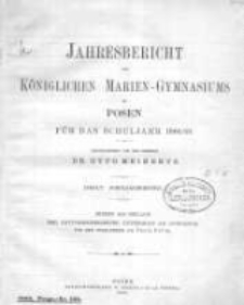 Jahresbericht des Königlichen Marien-Gymnasiums zu Posen für das Schuljahr 1888/89