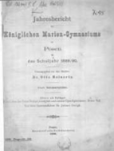 Jahresbericht des Königlichen Marien-Gymnasiums zu Posen für das Schuljahr 1889/90