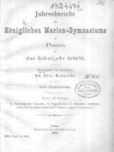 Jahresbericht des K&ouml;niglichen Marien-Gymnasiums zu Posen f&uuml;r das Schuljahr 1890/91