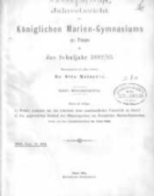 Jahresbericht des Königlichen Marien-Gymnasiums zu Posen für das Schuljahr 1892/93