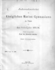 Jahresbericht des K&ouml;niglichen Marien-Gymnasiums zu Posen f&uuml;r das Schuljahr 18995/96