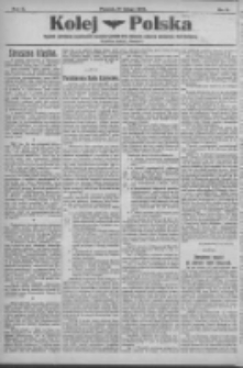Kolej Polska: tygodnik poświęcony zagadnieniom i rozwojowi polskich dr&oacute;g żelaznych, sprawom zawodowym i życiu kolejarzy: bezplatny dodatek do "Postępu" 1922.02.10 R.2 Nr6