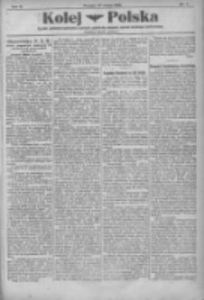 Kolej Polska: tygodnik poświęcony zagadnieniom i rozwojowi polskich dr&oacute;g żelaznych, sprawom zawodowym i życiu kolejarzy: bezplatny dodatek do "Postępu" 1922.02.25 R.2 Nr8