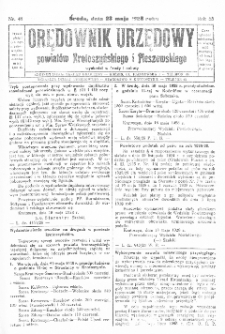 Orędownik Urzędowy Powiat&oacute;w Krotoszyńskiego i Pleszewskiego 1928.05.19 R.55 Nr41