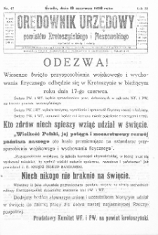 Orędownik Urzędowy Powiat&oacute;w Krotoszyńskiego i Pleszewskiego 1928.06.13 R.55 Nr47