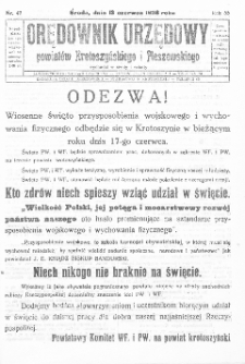 Orędownik Urzędowy Powiatów Krotoszyńskiego i Pleszewskiego 1928.06.13 R.55 Nr47