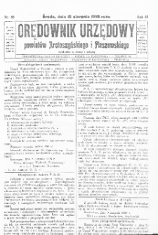 Orędownik Urzędowy Powiat&oacute;w Krotoszyńskiego i Pleszewskiego 1928.08.15 R.55 Nr65
