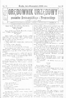 Orędownik Urzędowy Powiat&oacute;w Krotoszyńskiego i Pleszewskiego 1928.09.19 R.55 Nr75