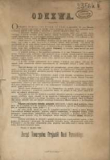 Odezwa. [Inc.:] &bdquo;Obowiązkiem Towarzystwa Przyjaci&oacute;ł Nauk&hellip;&rdquo;