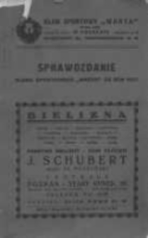 Klub Sportowy "Warta" T.Z. w Poznaniu: sprawozdanie klubu sportowego "Warta" za rok 1937
