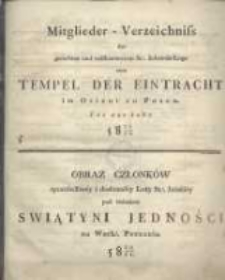 Mitglieder-Verzeichniss der gerechten und vollkommenen St. Johannis-Loge zum Tempel der Eintracht im Orient zu Posen für das Jahr 5820/21
