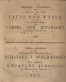 Mitgliederverzeichniss der Deputirten Alt Schottischen Loge Liebe und Treue, und der St. Johannis-Loge zum der Tempel Eintracht im Orient zu Posen f&uuml;r das Jahr 5821/22