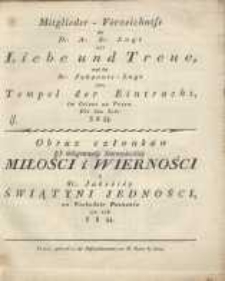 Mitgliederverzeichniss der Deputirten Alt Schottischen Loge Liebe und Treue, und der St. Johannis-Loge zum der Tempel Eintracht im Orient zu Posen f&uuml;r das Jahr 5823/24