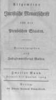 Allgemeine Juristische Monatsschrift f&uuml;r die Preussischen Staaten. 1806 Bd.2