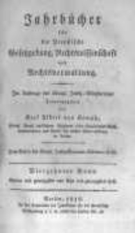 Jahrb&uuml;cher f&uuml;r die Preussische Gesetzgebung, Rechtswissenschaft und Rechtsverwaltung. 1819 Bd.14