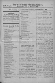 Armee-Verordnungsblatt. Verlustliste 1914.11.14 Ausgabe 199