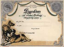 Dyplom na medal srebrny wystawy ps&oacute;w