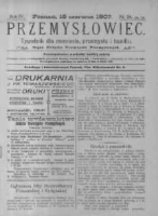 Przemysłowiec. 1907.06.15 R.4 nr24