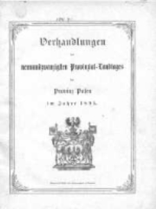 Verhandlungen des neunundzwanzigsten Provinzial-Landtages der Provinz Posen im Jahre 1895