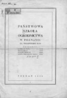 Państwowa Szkoła Ogrodnicza w Poznaniu 1930