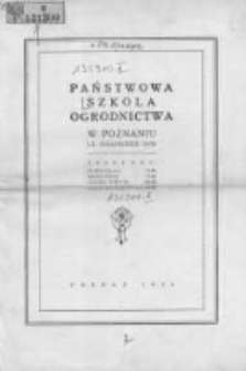 Państwowa Szkoła Ogrodnicza w Poznaniu 1934