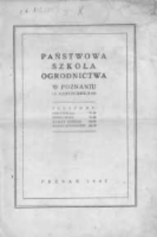Państwowa Szkoła Ogrodnicza w Poznaniu 1937