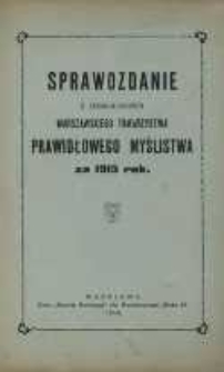 Sprawozdanie z działalności Warszawskiego Towarzystwa Prawidłowego Myślistwa za 1915 rok