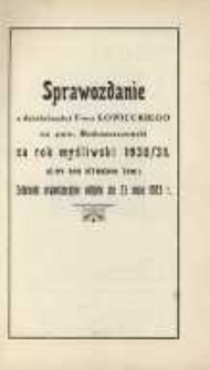 Sprawozdanie z działalności T-wa Łowieckiego na pow. Radomszczański za rok myśliwski 1930/31