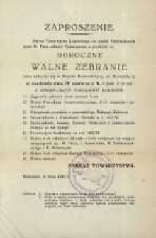 Zaproszenie na doroczne Walne Zebranie Towarzystwa Łowieckiego na powiat Radomskowski