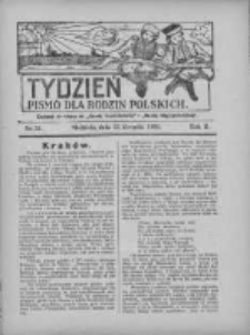 Tydzień: pismo dla rodzin polskich: dodatek niedzielny do "Gazety Szamotulskiej" i "Gazety Międzychodzkiej" 1926.08.22 R.2 Nr34