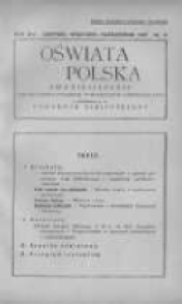 Oświata Polska: dwumiesięcznik Zjednoczenia Polskich Towarzystw Oświatowych z dodatkiem p.n.Poradnik Bibljoteczny 1937 sierpień/wrzesień/październik R.14 Nr4
