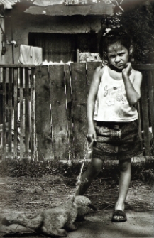 The plush pet on a leash