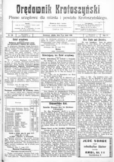 Orędownik Krotoszyński: pismo urzędowe dla miasta i powiatu krotoszyńskiego 1919.05.17 R.71 Nr59