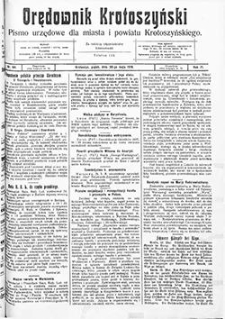 Orędownik Krotoszyński: pismo urzędowe dla miasta i powiatu Krotoszyńskiego 1919.05.30 R.71 Nr64